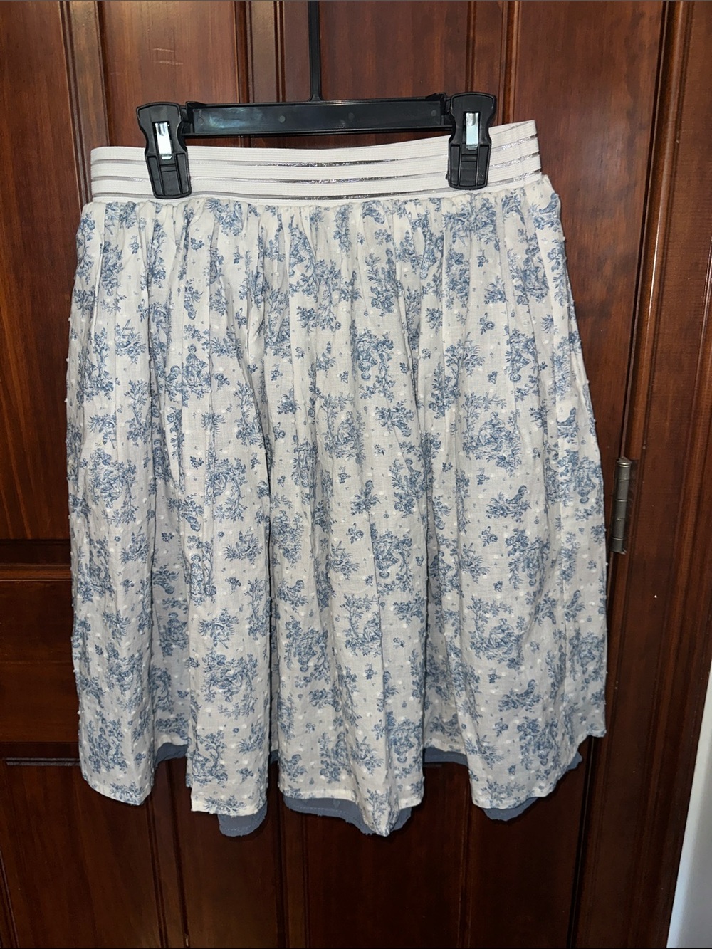 Girls White Skirt with Blue Floral Print
